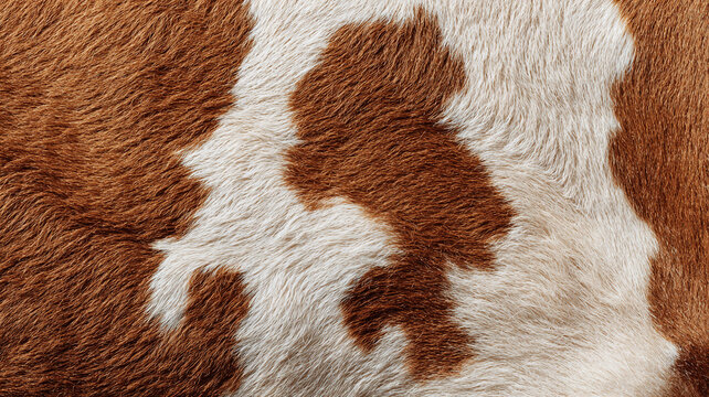 Brown and White Cowhide Fur Texture Background. - Close Up Natural Animal Pattern.