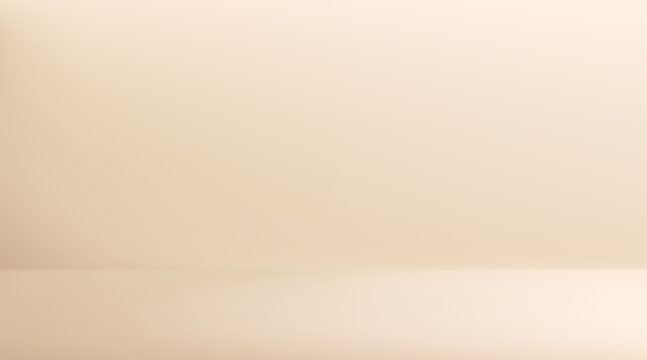 Soft beige studio background with golden light gradient. Premium 3D bg featuring warm cream and ivory tones, perfect for luxury product. Vector Illustration