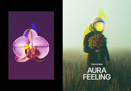 Aura Feeling Photo Effect &ndash; Glitching for Poster & Social Media (PSD)