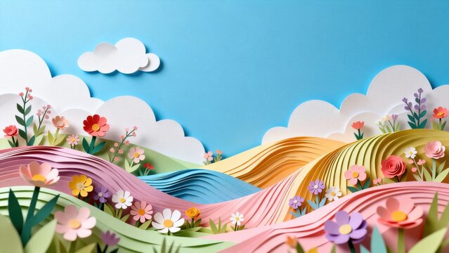 Colorful paper art landscape