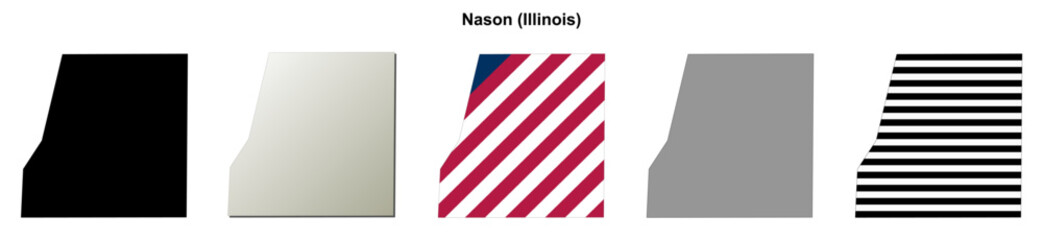 Fototapeta premium Nason (Illinois) blank outline map set