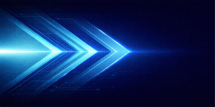 Abstract Blue Arrows: A dynamic abstract background featuring glowing blue arrows and light streaks, conveying speed, progress, and technology on a dark, textured canvas.