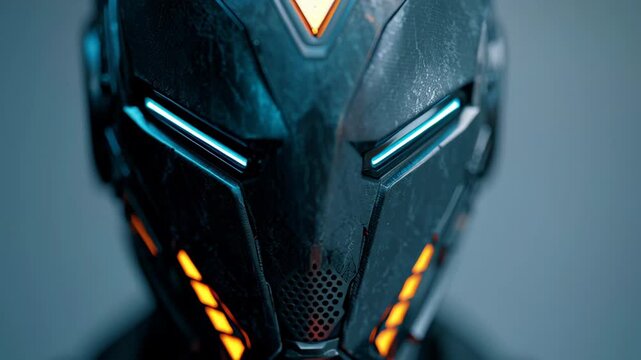 Close up of futuristic robot head.