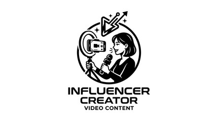 Fototapeta premium Influencer Creator Video Content Logo.