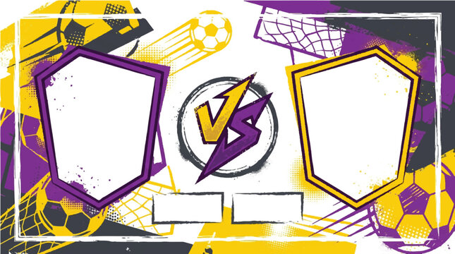 Soccer and Football Tournament Brackets Template with Versus Logo and Scoreboard Layout