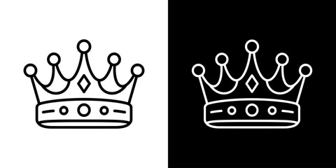 Royal crown icon concept in flat black and white style on clean background vector illustration design © LiorasK