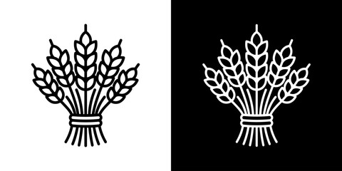 Wheat sheaf icon concept in flat black and white style on clean background vector illustration design © LiorasK