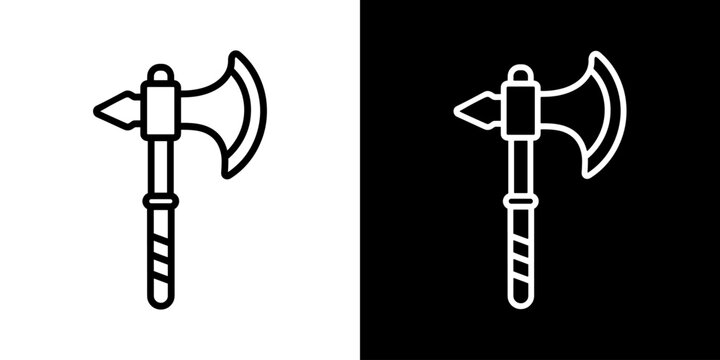 Axe tomahawk tool icon concept in flat black and white style on clean background vector illustration design
