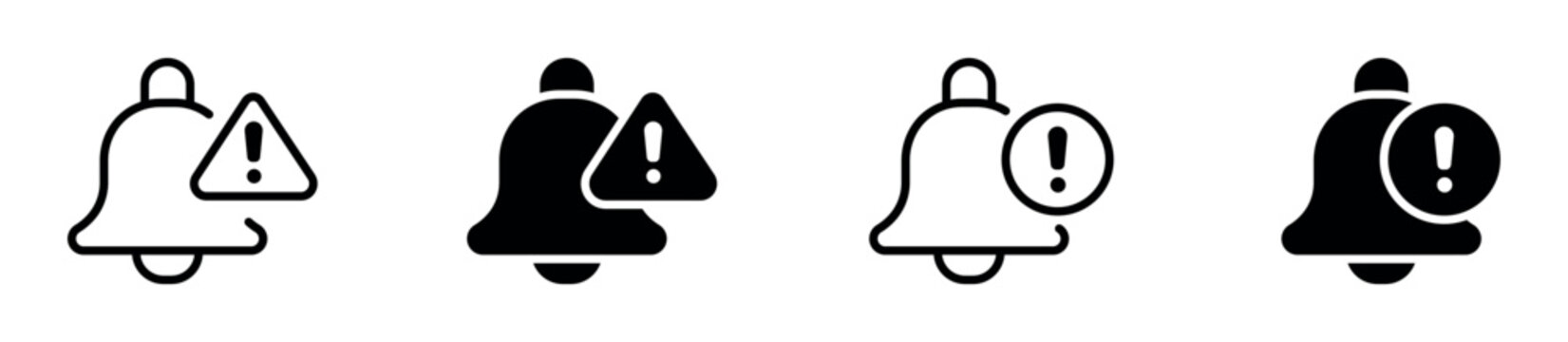 Notification alert icon set. Reminder, warning message and mobile application concept icons. Vector illustration.