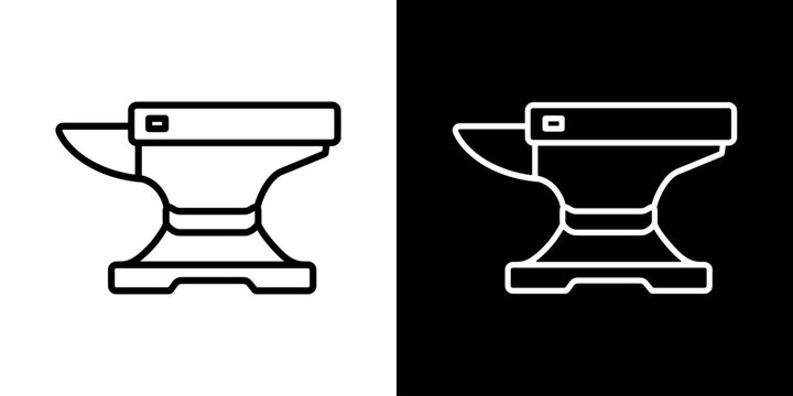 Anvil icon concept in flat black and white style on clean background vector illustration design