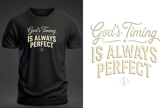 God's Timing Is Always Perfect Inspirational Christian Typography T Shirt Design Print Ready PNG. 