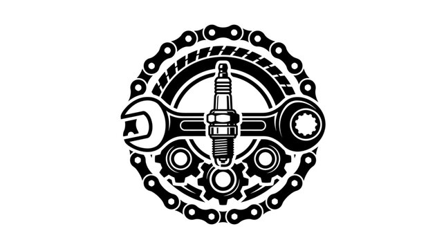 Mechanic tools icon with chain.