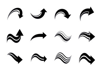 Fototapeta premium Modern abstract arrow icons with curved lines