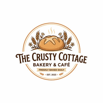The Crusty Cottage Bakery Logo Design.