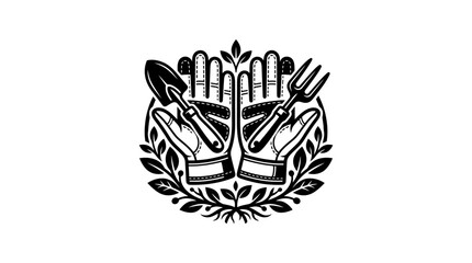 Obraz premium Hands holding kitchen utensils in logo.