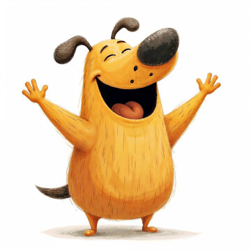 happy dog ​​with paws up
