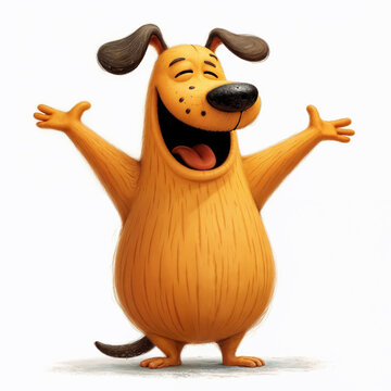 happy dog ​​with paws up