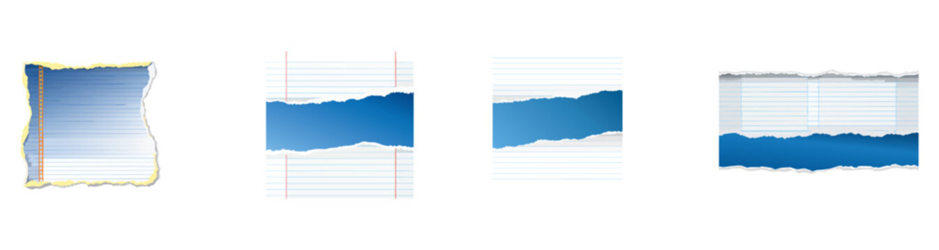 torn notebook paper with margin line, realistic tear