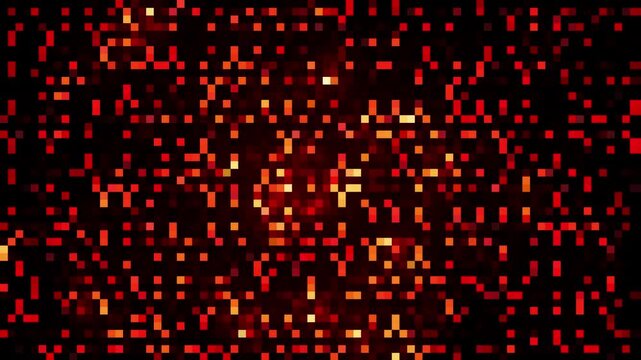 Abstract digital telemetry grid background with glowing red and orange thermal pixel matrix