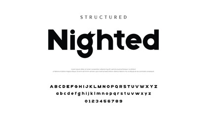 Obraz premium Digital modern alphabet font. Creative abstract urban, futuristic, fashion, sport, minimal technology typography. Simple vector illustration with number modern, futuristic modern geometric font