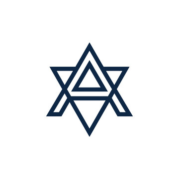 Geometric Star of David abstract logo design.