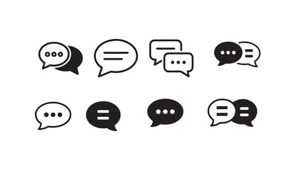 Obraz premium Speech bubble and chat message icon variety pack with outline and solid conversation graphic style.