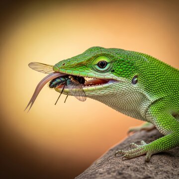 green lizard on a branch