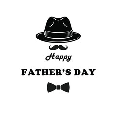 Dapper Dad's Day Greetings Badge with Fedora, Mustache, and Bowtie Icon © Shuma