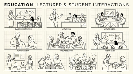 Obraz premium Lecturer and student in classroom interaction.