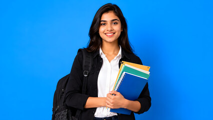 Obraz premium young Collage student with girl folder bag 