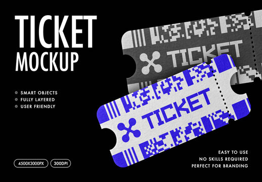 Ticket Mockup &ndash; Isolated Branding Stationery Presentation (PSD)