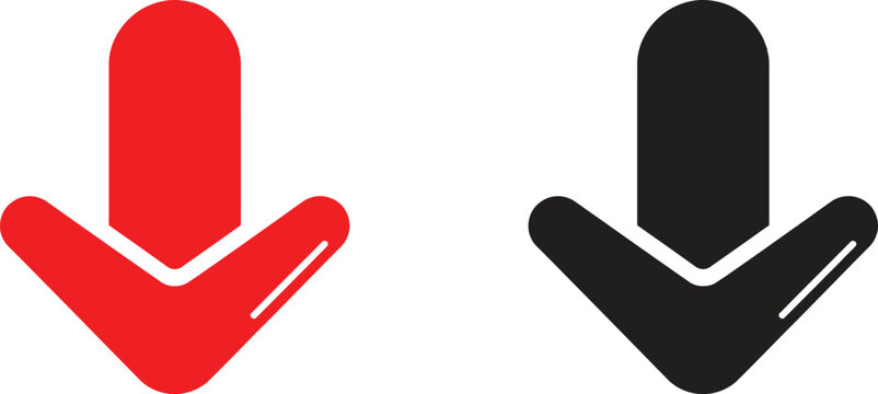 Red and black arrow icons pointing down for web and mobile interface design