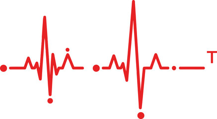 Obraz premium Red heart beat line pulse rhythm symbol for medical health care and hospital monitoring