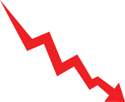Red zigzag downward arrow showing a financial decline or negative trend