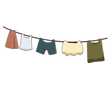 Colorful clothes hanging on a clothesline vector element