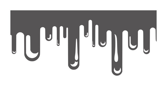 Dark gray liquid drips from a solid horizontal line dripping