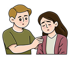 Fototapeta premium Caring young man comforting and supporting his sad girlfriend vector