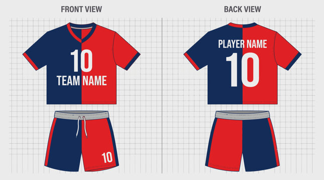 Professional football jersey vector template for team uniform design and sports apparel