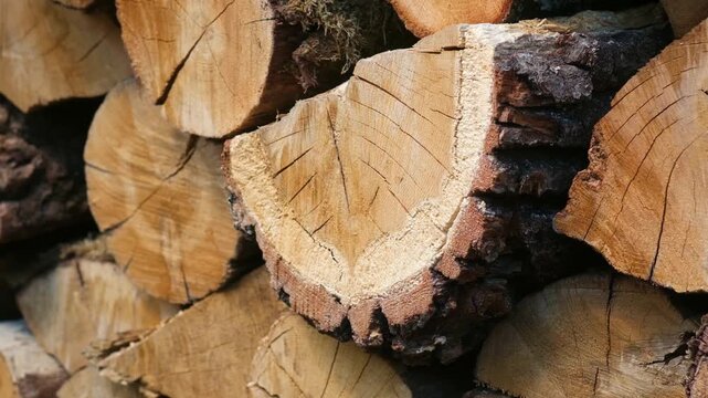 Stack of cut logs showing wood grain and bark texture