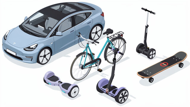 Collection of Modern Electric Vehicles and Personal Transport Devices.