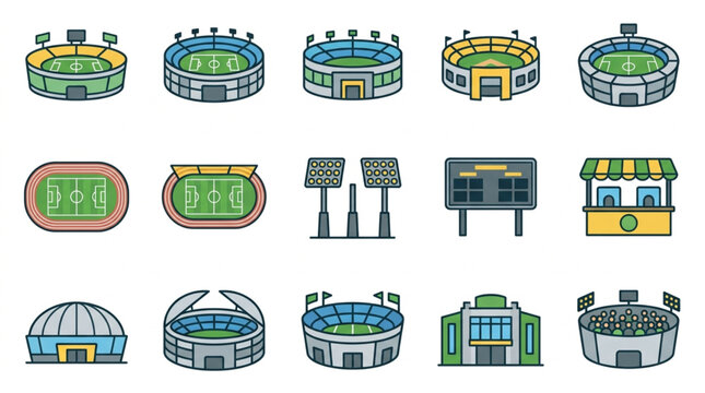Illustrations of Various Sports and Event Venues