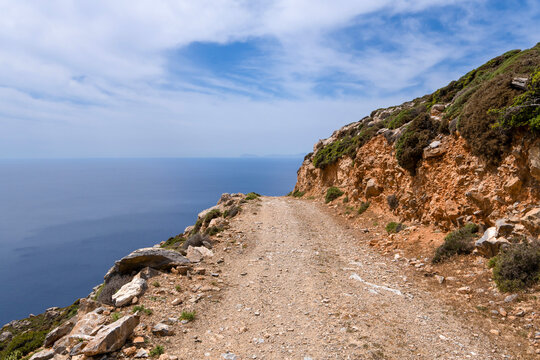 The Palia Strata hiking route in Amorgos, Cyclades, Greece
