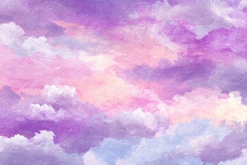 Fototapeta premium Pastel sky background purple watercolor painting.