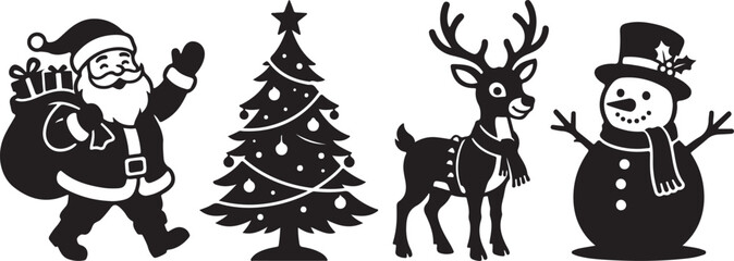 Fototapeta premium four holiday party silhouettes bundle black vector