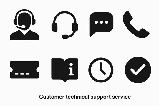 Technical Support Icons. Customer technical support service. Filled icon set of Customer technical support