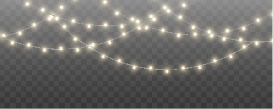 Christmas LED garland lights isolated vector glowing soft. Realistic bulbs for holiday design projects. Perfect for web banners and print.