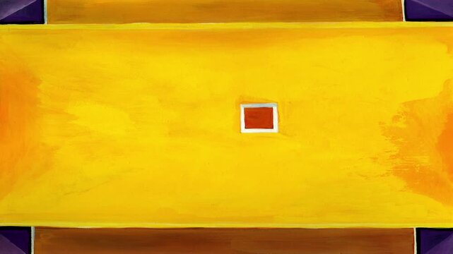 Yellow red white blue painting zoom out. Cute hand made texture big and small. Gouache oil acrylic hand made picture with great details. Piece of art shows the advance artistic background structure.