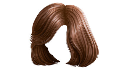 Fototapeta premium Brown layered bob hairstyle with highlights, isolated on transparent background