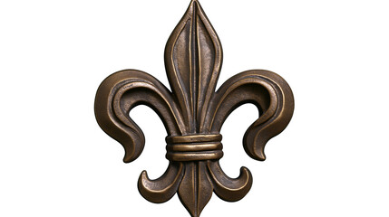 Antique bronze fleur de lis emblem, isolated on transparent background © PNGera