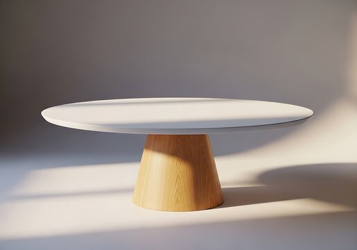 Empty white cake stand on wooden base minimalist display soft lighting